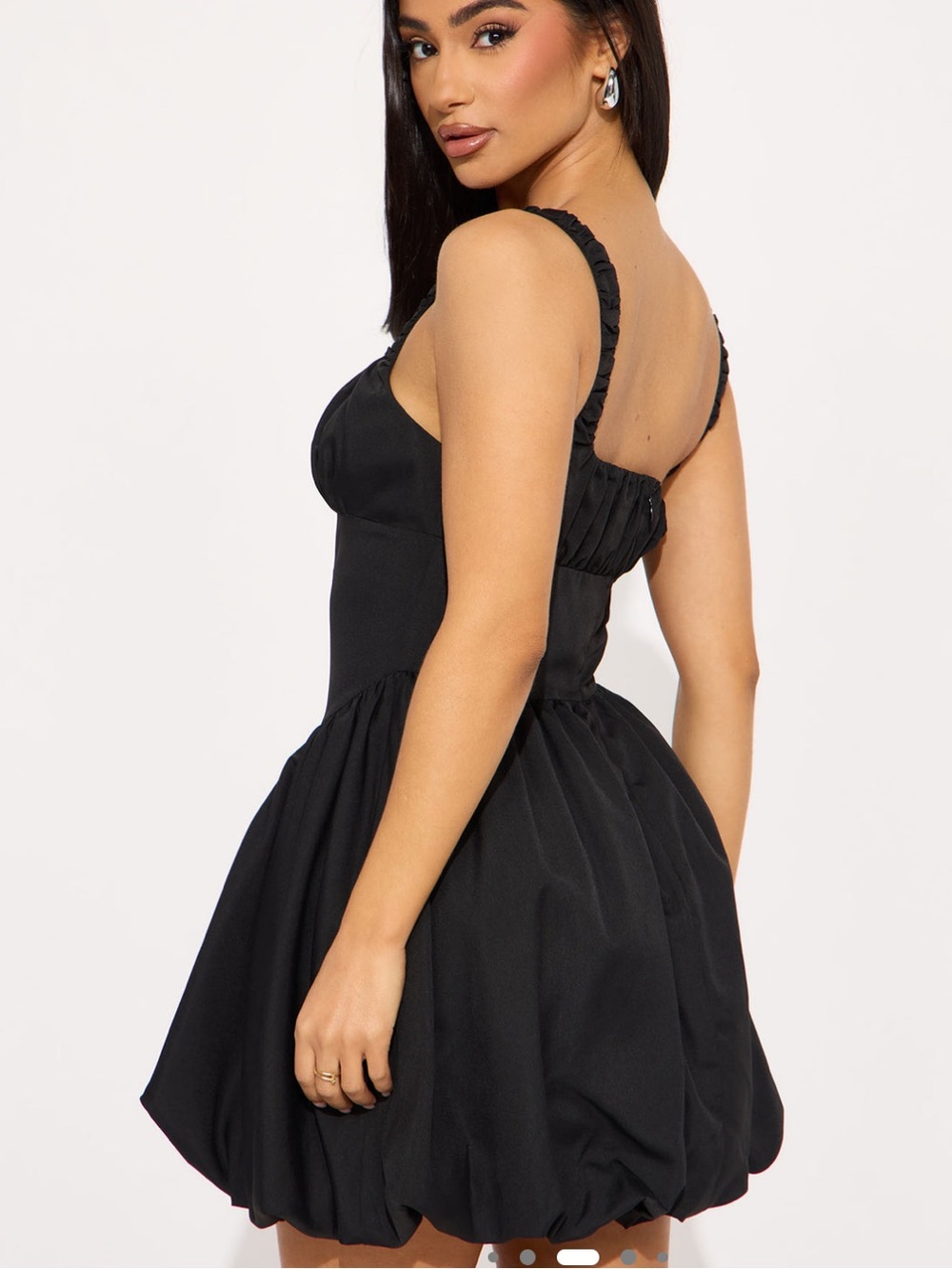 Fashion Nova Black Bubble Mini Dress with Ruched Straps
